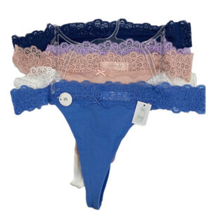 LIVE 2 Lounge Women's 5 Pack Thong Panties Lace Trim Size 3X